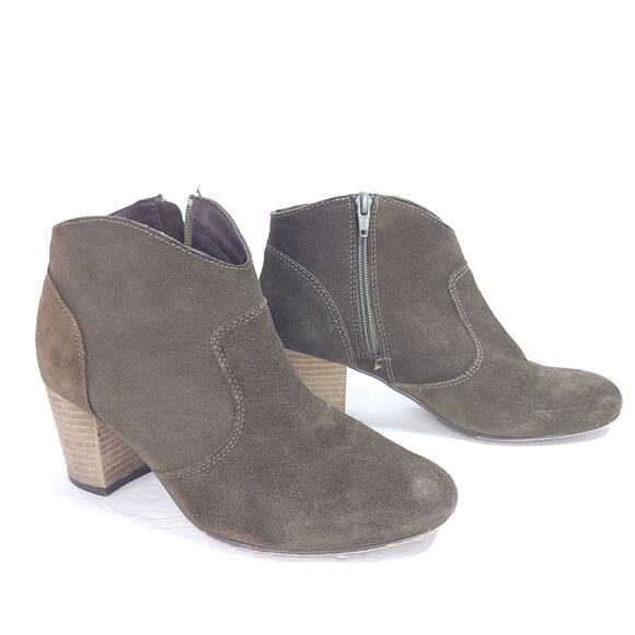 Steve Madden Harrlee Suede Leather Ankle Booties Olive Green Brown Size 8 - Picture 2 of 9